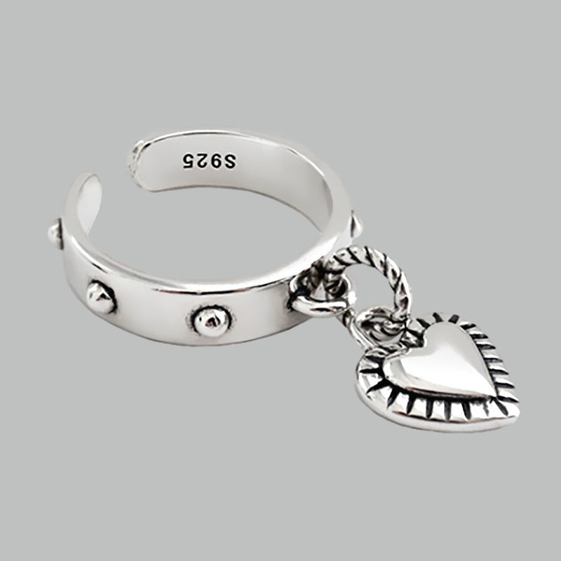 Niche retro love ring heart-shaped ring cute ring