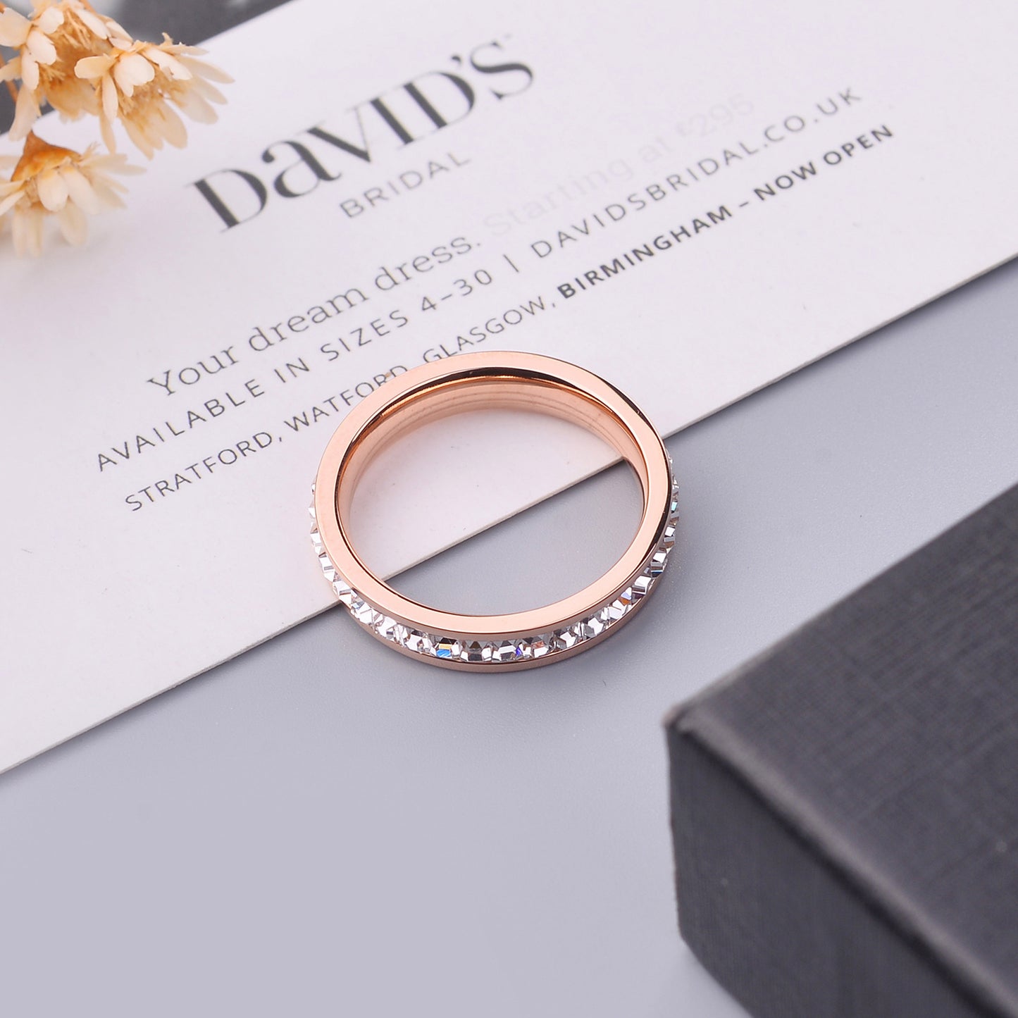 Eternal Elegance Rose Gold Eternity Band – Dazzling Princess-Cut Simulated Diamonds