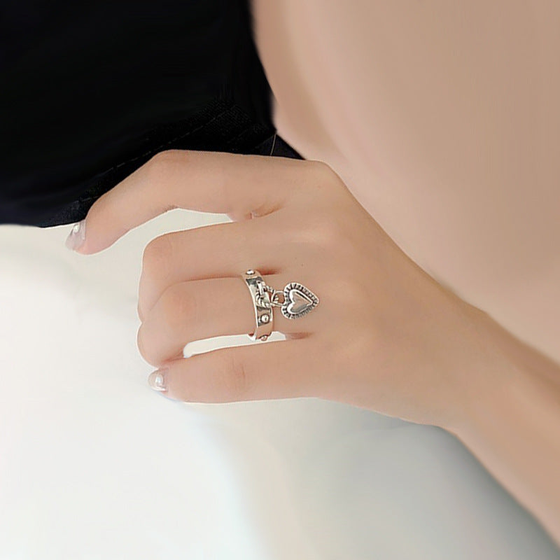 Niche retro love ring heart-shaped ring cute ring