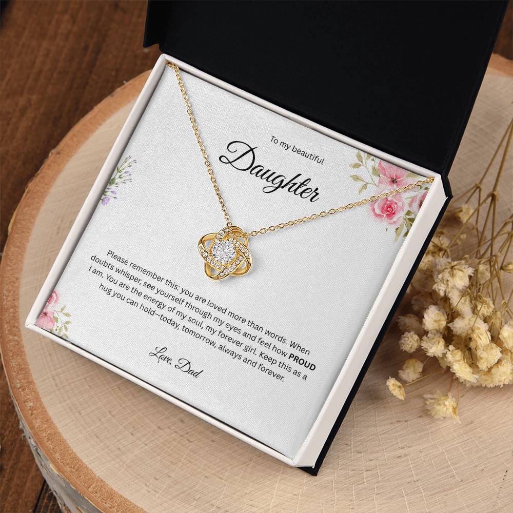 To My Beautiful Daughter - Please Remember This Love Knot Necklace