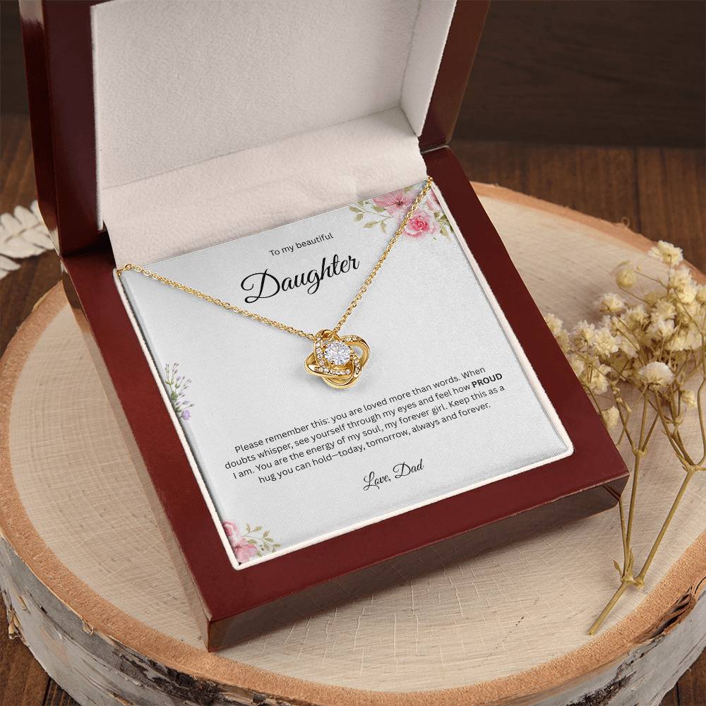 To My Beautiful Daughter - Please Remember This Love Knot Necklace