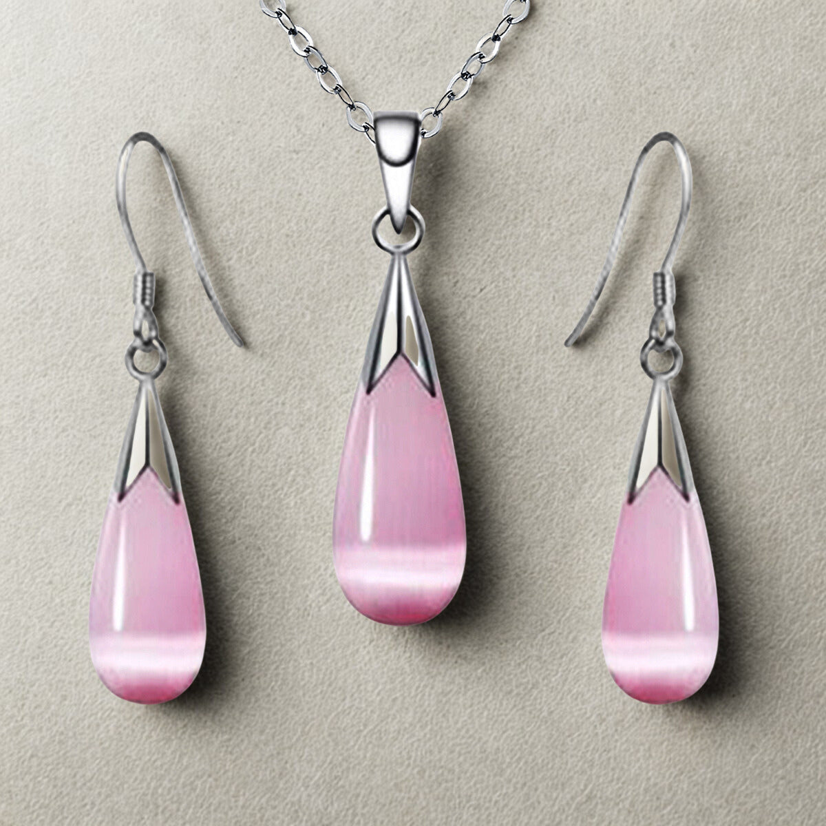Emma Manor 14k White Gold Plated Water Drop Jewelry Set