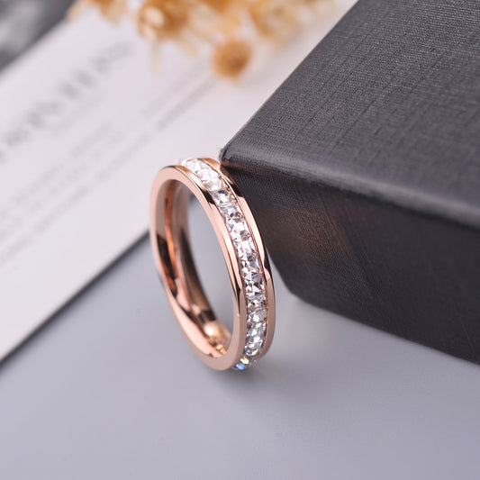 Eternal Elegance Rose Gold Eternity Band – Dazzling Princess-Cut Simulated Diamonds