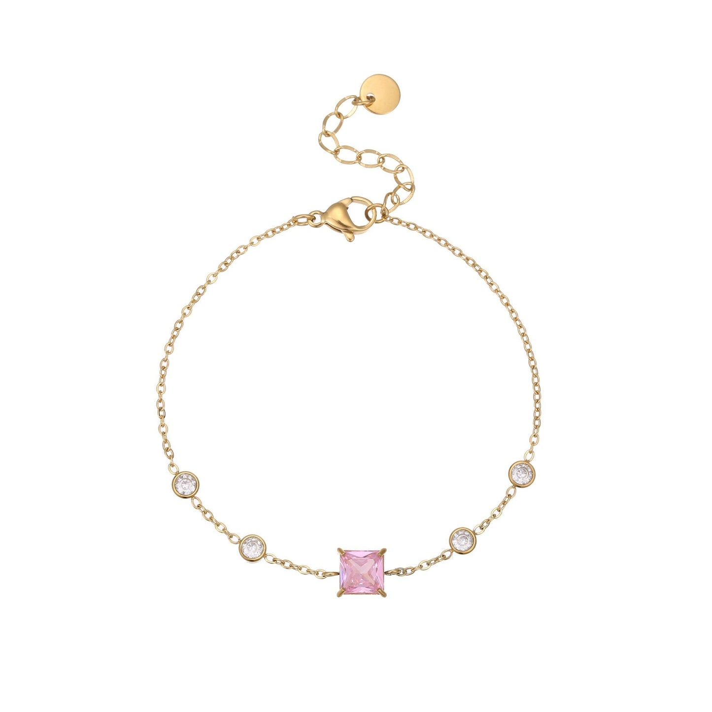 French Elegant Square Zircon Minimalist Titanium Steel Bracelet Does Not Fade