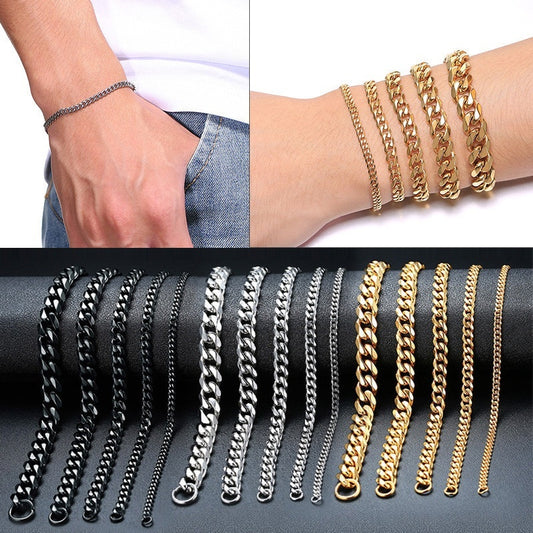 Gold Cuban Link Chain Six-sided Bracelet