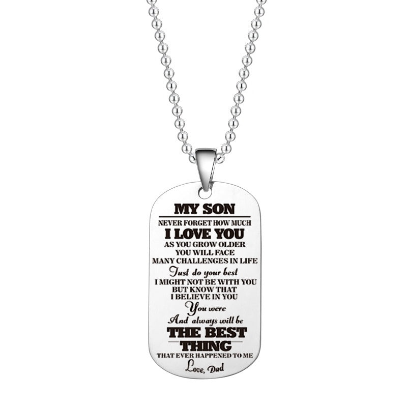 To My Daughter or Son Black Silver Stainless Steel Tags Necklace