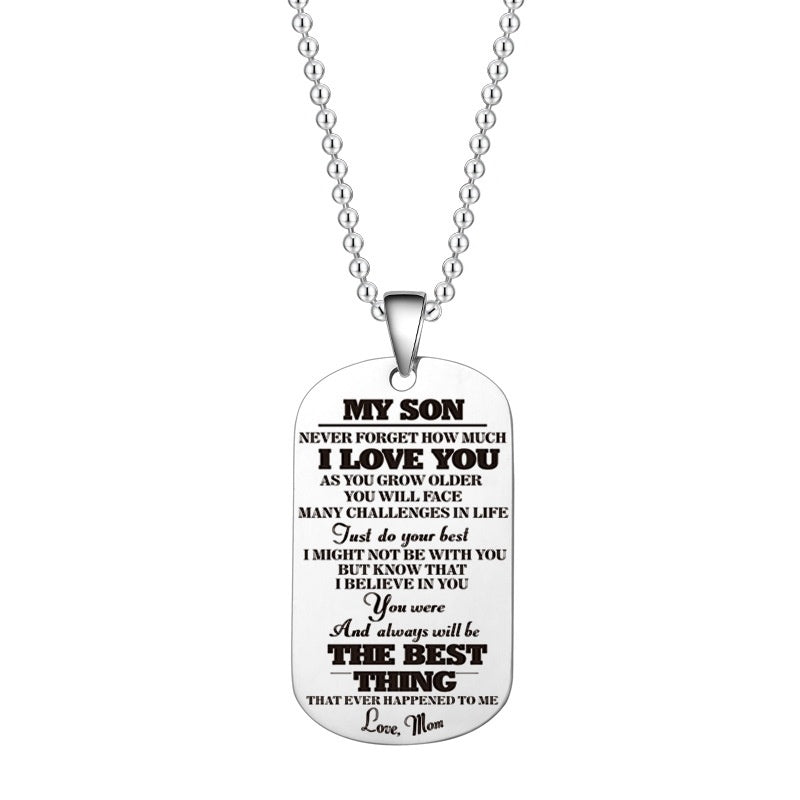 To My Daughter or Son Black Silver Stainless Steel Tags Necklace