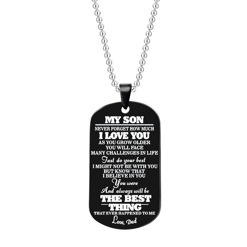 To My Daughter or Son Black Silver Stainless Steel Tags Necklace