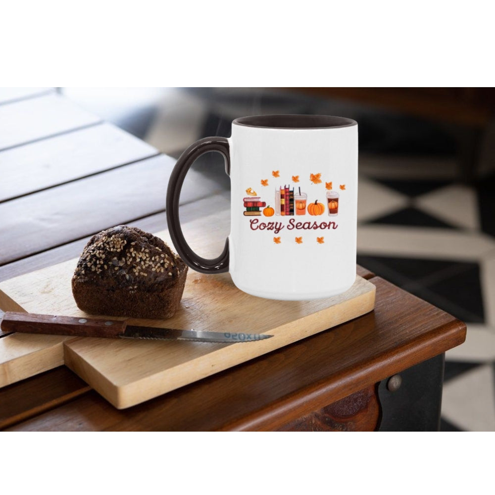 Cozy Season 15oz Accent Mug (Orange/white, Red/white, Black/white)
