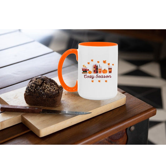 Cozy Season 15oz Accent Mug (Orange/white, Red/white, Black/white)