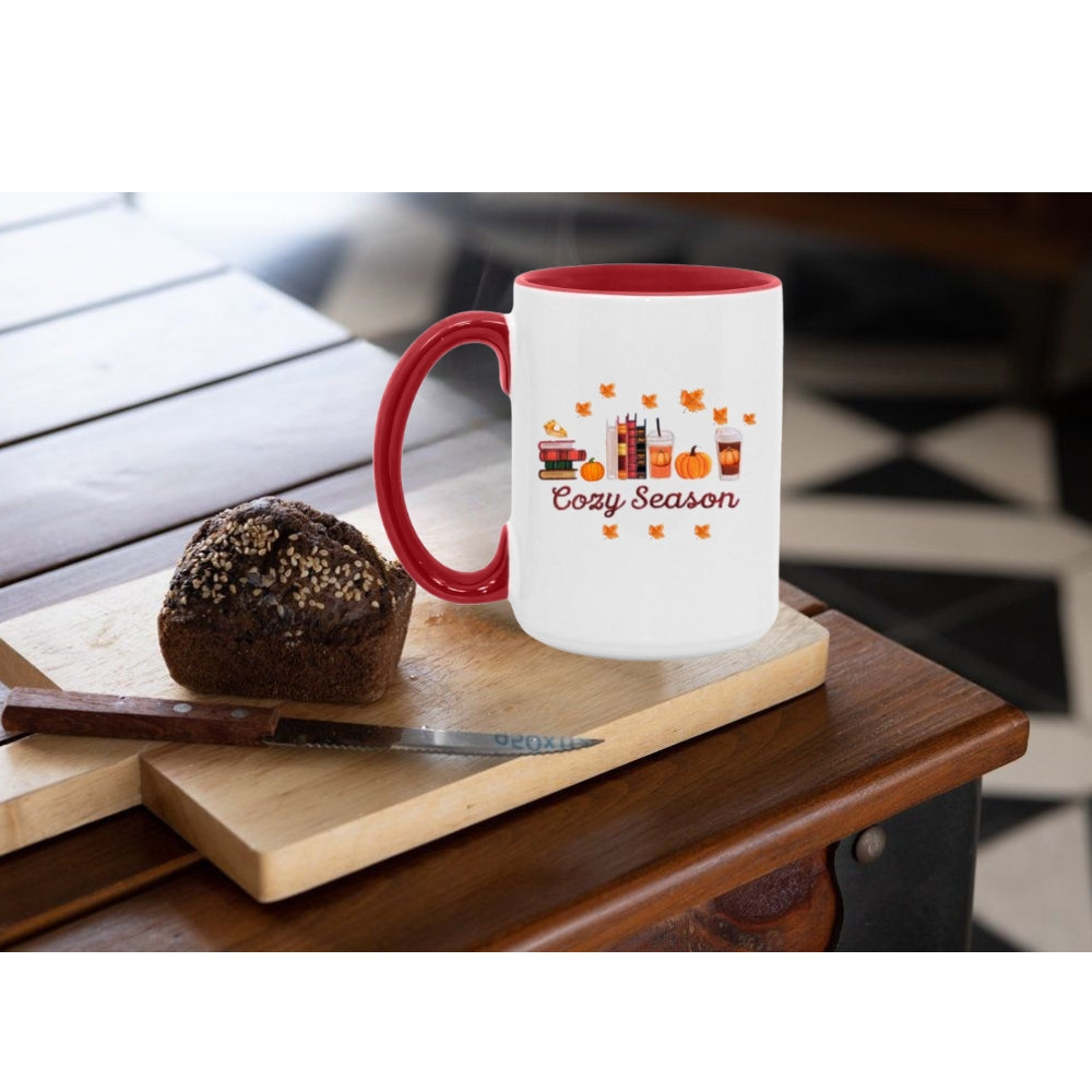 Cozy Season 15oz Accent Mug (Orange/white, Red/white, Black/white)