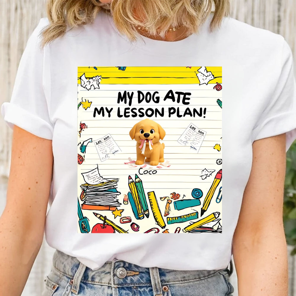 Personalized My Dog Ate My Lesson Plan - Unisex Heavy Cotton Tee