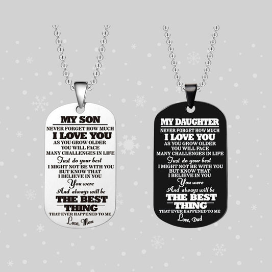 To My Daughter or Son Black Silver Stainless Steel Tags Necklace