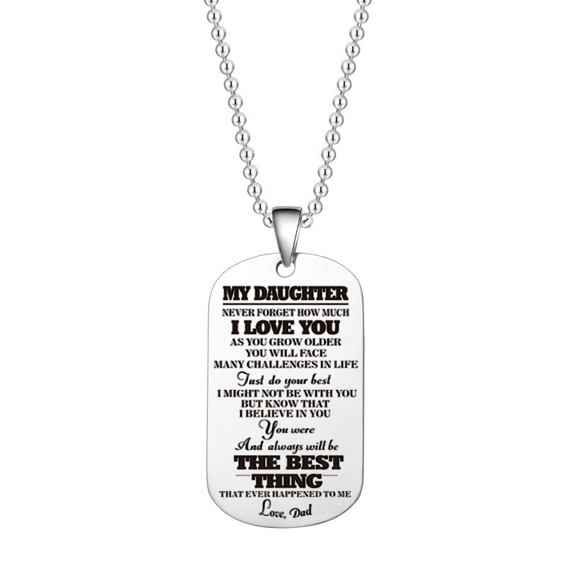 To My Daughter or Son Black Silver Stainless Steel Tags Necklace