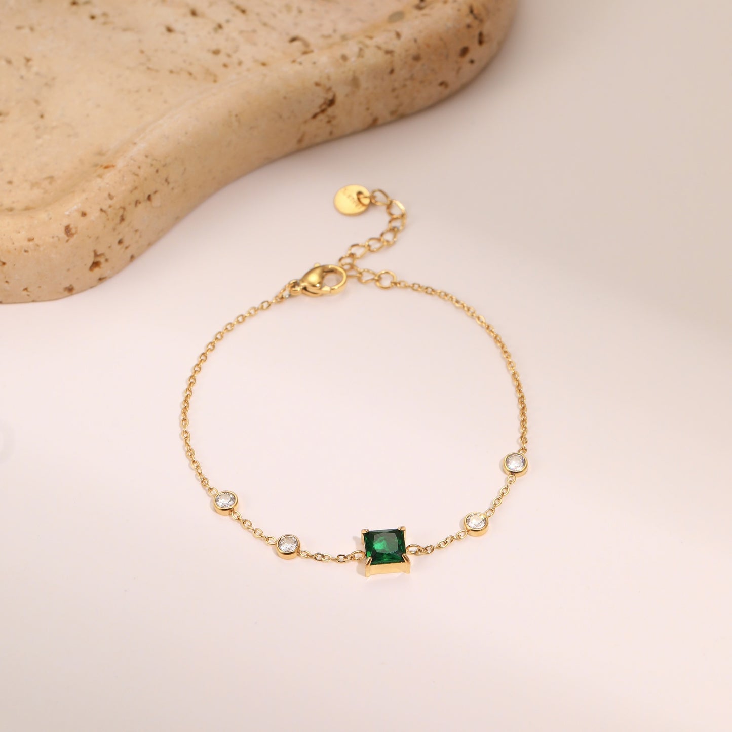 French Elegant Square Zircon Minimalist Titanium Steel Bracelet Does Not Fade