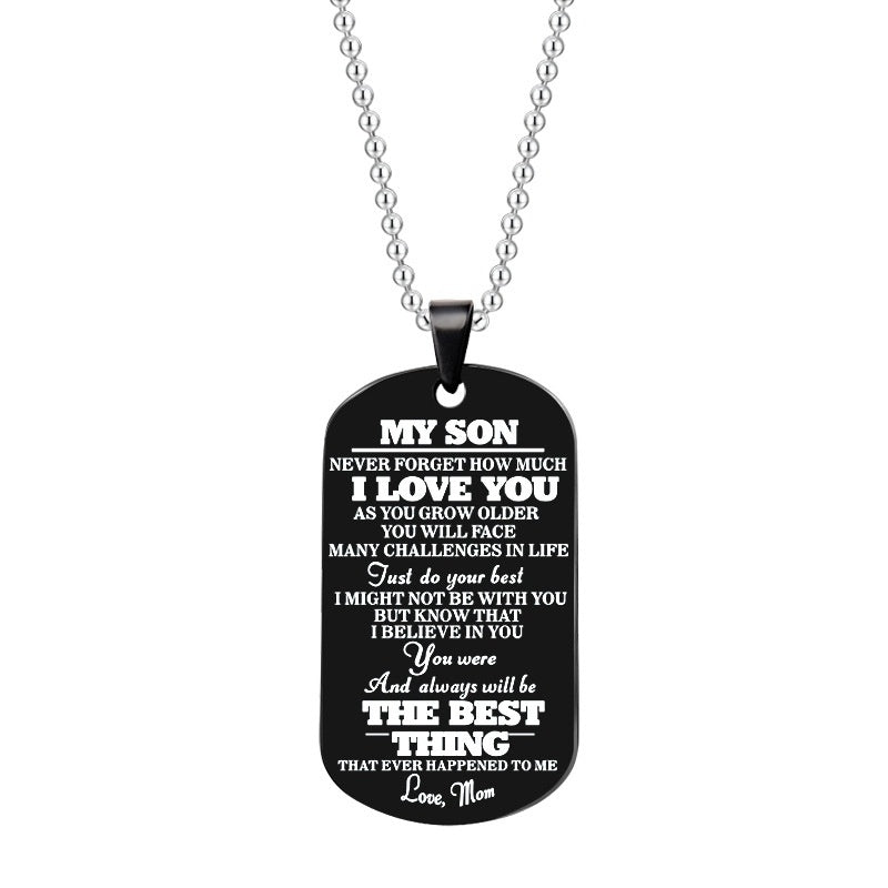 To My Daughter or Son Black Silver Stainless Steel Tags Necklace