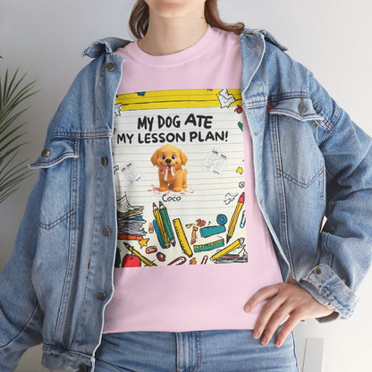 Personalized My Dog Ate My Lesson Plan - Unisex Heavy Cotton Tee