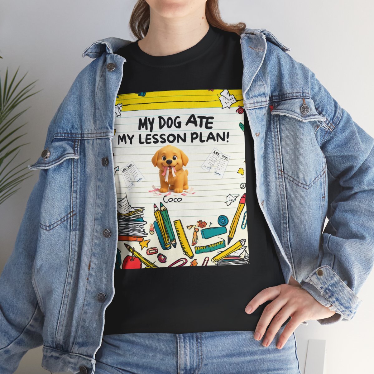 Personalized My Dog Ate My Lesson Plan - Unisex Heavy Cotton Tee
