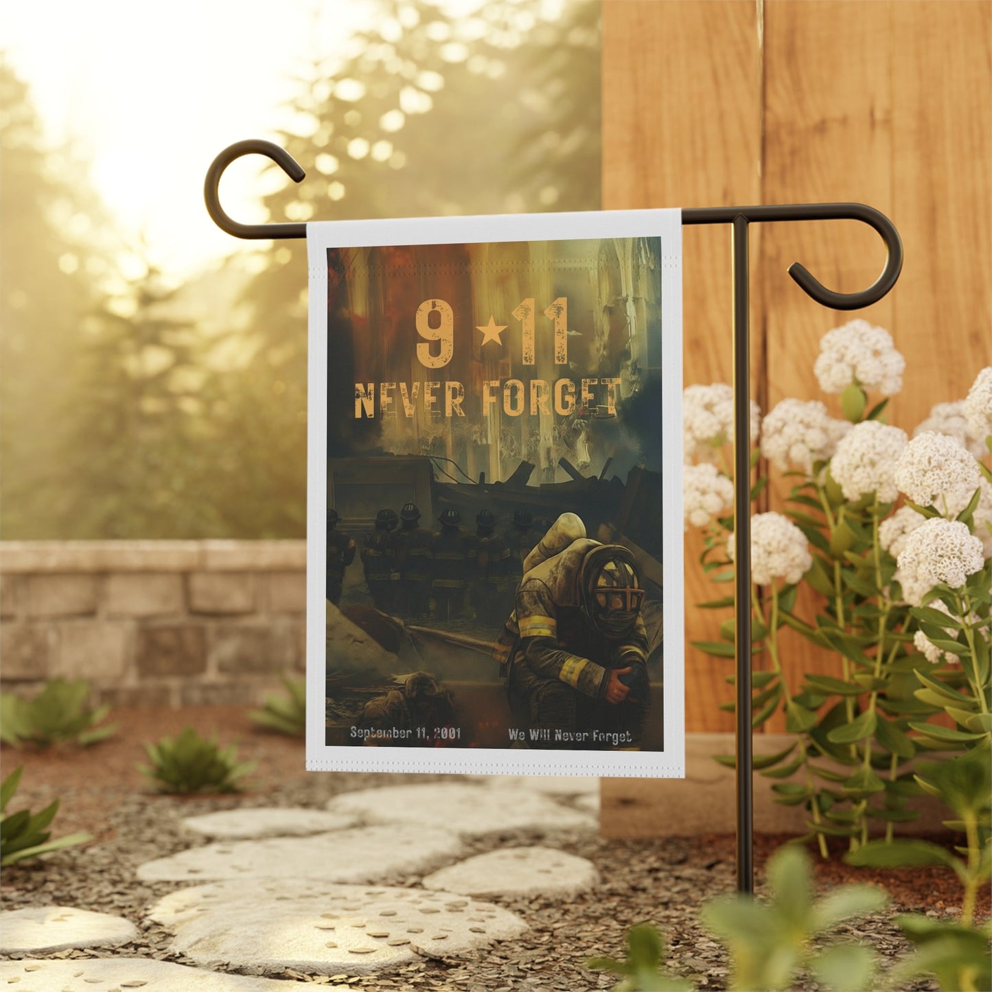 Patriotic Garden Banner 9/11 Never Forget Memorial Flag | Remembrance Decoration