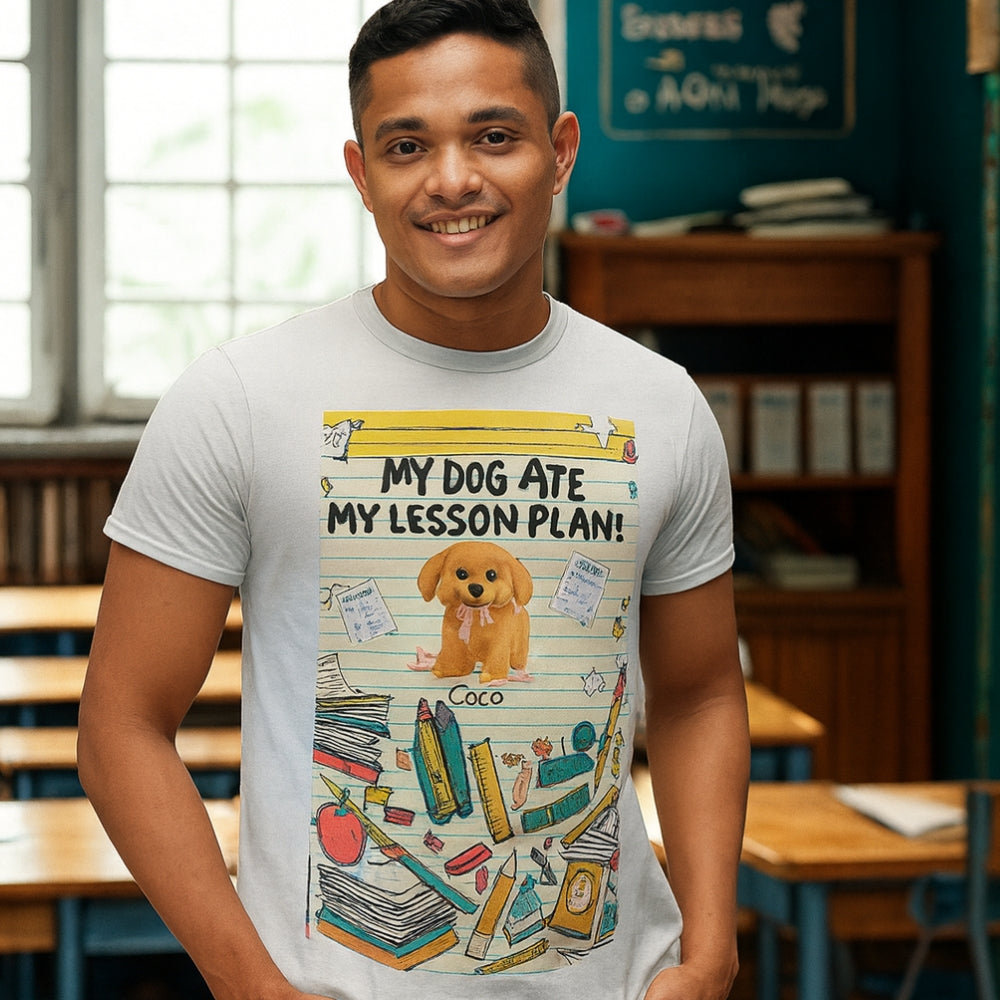Personalized My Dog Ate My Lesson Plan - Unisex Heavy Cotton Tee